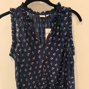 Floral Navy Sleeveless Blouse